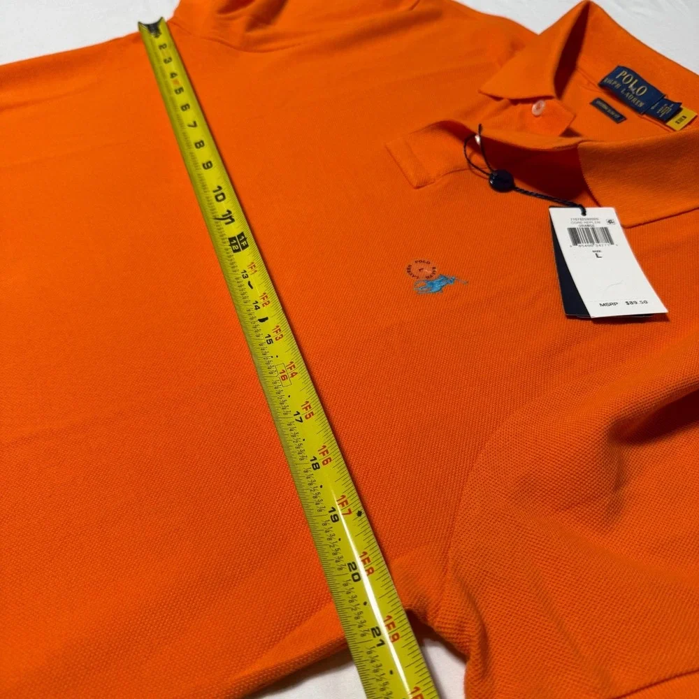 NWT Polo Ralph Lauren Custom Slim Fit Cotton Mesh Shirt Men's Size Large Orange